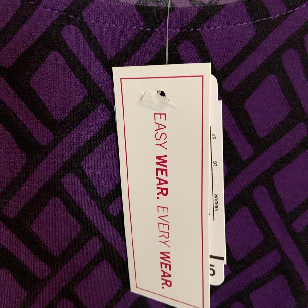 Christopher & Banks Purple Asymmetrical Hem Geometric Print Tunic - Picture 2 of 7